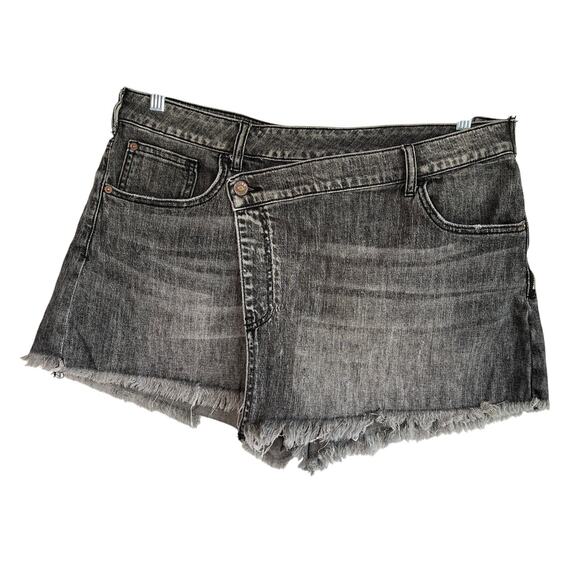 Pilcro Raw Hem Asymmetrical Front Skort‎ Black Womens 31 Vacation Beach Boho - Picture 1 of 8